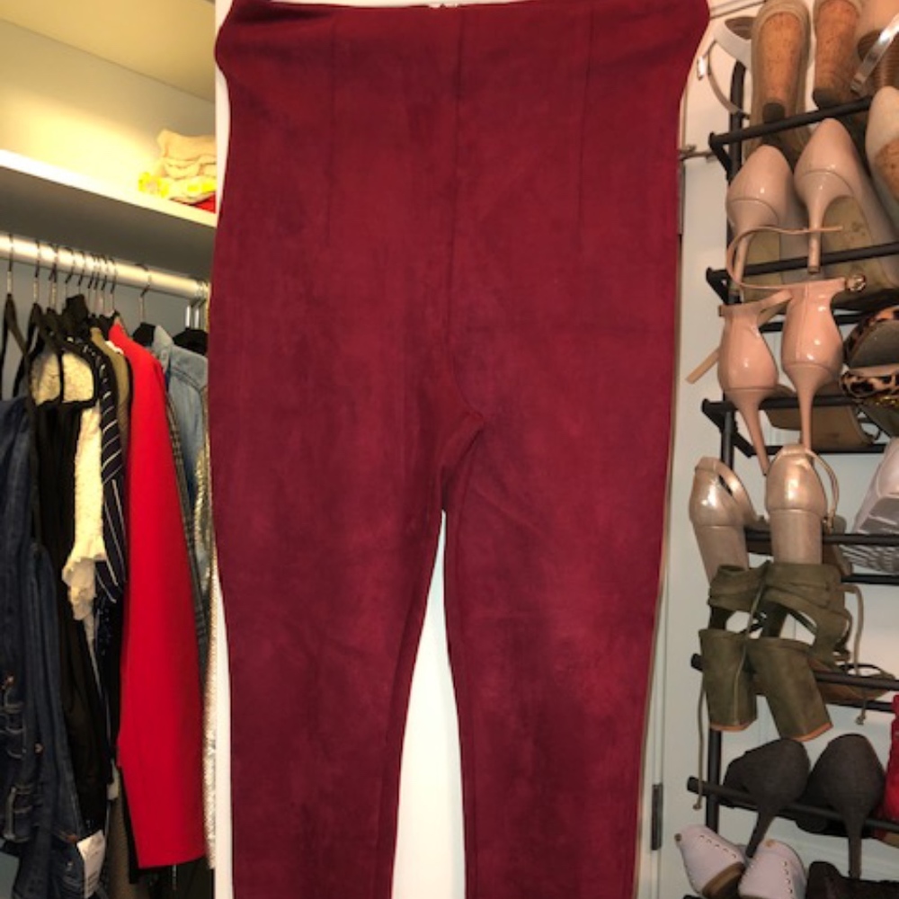 Fashion Nova Maroon Velvet high waist pants